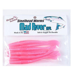 Mad River 3-inch Steelhead Worm Pink Haze for versatile steelhead fishing