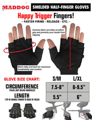 Maddog half-gloves palm view highlights reinforced grip and finger freedom