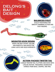 Tadpole swimbait lure in hand showing USA craftsmanship
