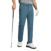 M MAELREG men's golf pants front view in Saxony Blue for all-day comfort.