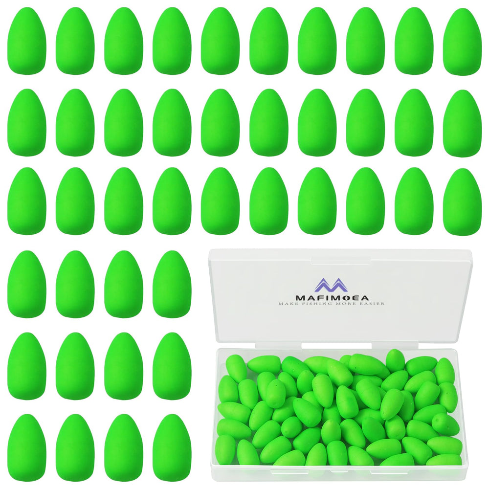 MAFIMOEA green bullet fishing foam float - M size, 60pcs pack, close-up