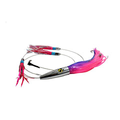 MagBay Lures high-speed daisy chain plomerito 12-inch wahoo lure in pink and blue for pelagic trolling