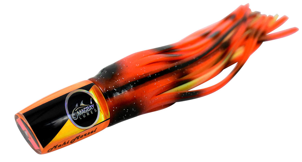MagBay Lures Mahi Morsel 9-inch lure in orange-black for versatile pelagic fishing opportunities.