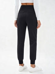 MAGCOMSEN high waisted joggers drawstring closeup highlighting customizable fit