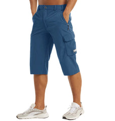 MAGCOMSEN hiking shorts for men in blue-grey front view highlights quick-dry fabric