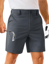 MAGCOMSEN men's golf shorts front view showing 7-inch inseam for mobility
