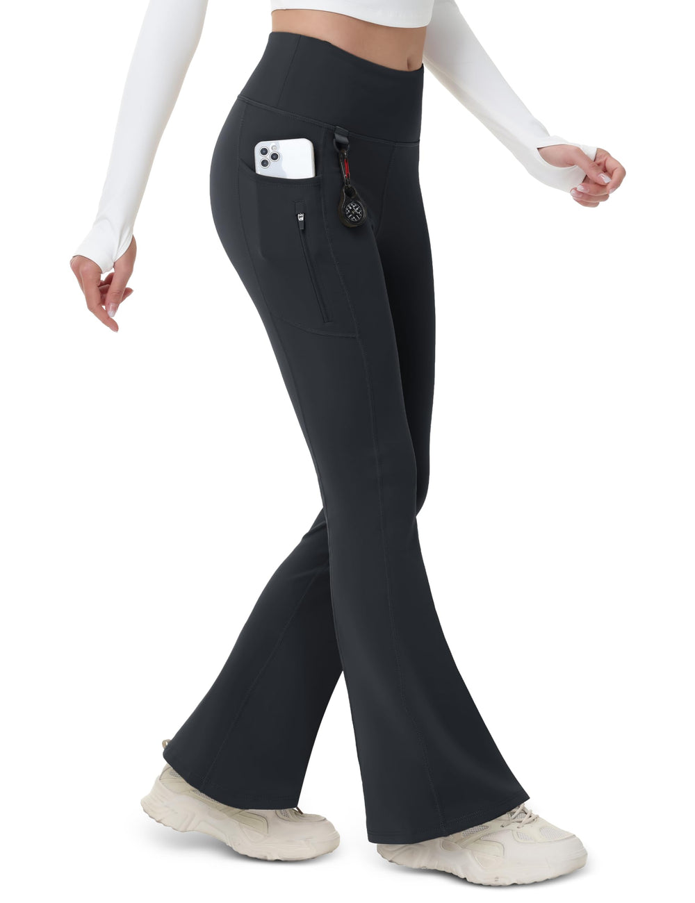 MAGCOMSEN fleece-lined leggings full view showing warmth for cold days