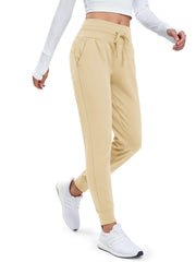 MAGCOMSEN women's fleece-lined joggers front view showing warm, cozy-fit for cold days