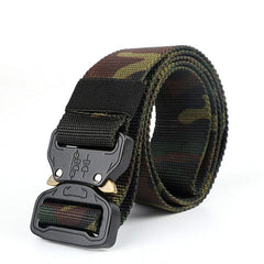 Magik casual military tactical belt buckle close-up, durable zinc alloy and quick-release design.