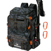 Magikeration fishing backpack front view showing easy-access storage for tackle and tools.