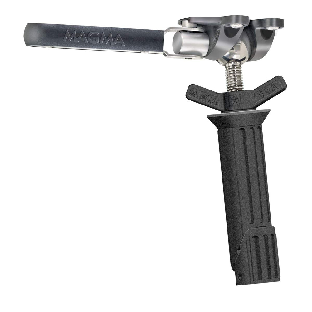 MAGMA T10-375 Pow'r-Grip Levelock rod holder mount secures a rectangle grill on a boat.