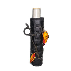 Magnalure fishing seat wrap with velcro closure keeps pliers within reach.