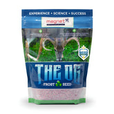 Magnet Outdoors OG Frost Seed Blend bag close-up, ideal for frost seeding over frozen ground.