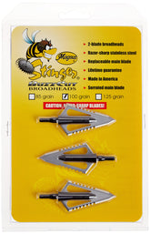 Magnus Stinger Buzzcut 2-Blade Broadhead pack-3 ready for field use with precision flight.