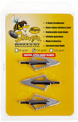 Magnus Stinger Buzzcut 2-Blade Broadhead pack-3 ready for field use with precision flight.