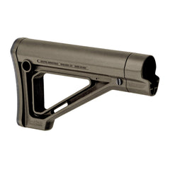 Magpul MOE fixed stock in olive drab green with sling loops for secure handling.