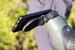 MAGVIEW Phone Plate closeup showing secure phone mounting for stable wildlife shots