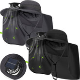 Maiteenly 2-pack solar fan hats gray/black - front view