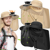 Maiteenly 2 Pack Hats with Solar Powered Fans in Black and Khaki