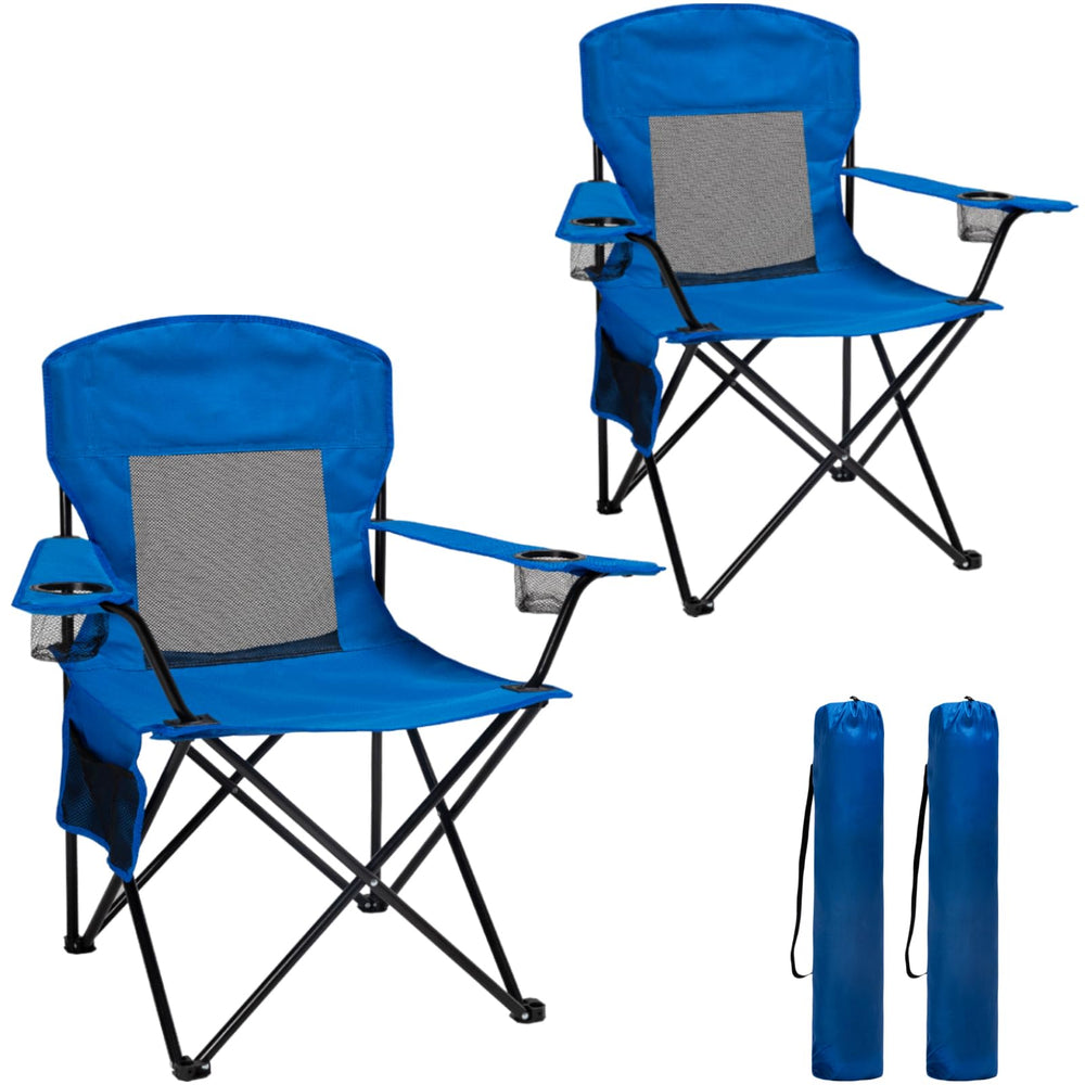 MaiuFun outdoor camping chair blue mesh backrest delivers cooling comfort outdoors.