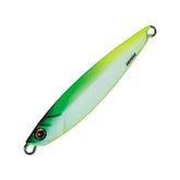 Major Craft Jigpara Short 40g Green Glow front view for shore jigging visibility