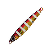 Major Craft Zebra Red Gold Tungsten Jig front view shows offshore jigging potential