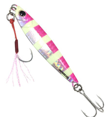 Major Craft Jigpara 30g zebrapink front view for long casts