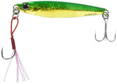 Major Craft Jigpara 40g front view shows greengold finish for high visibility in water