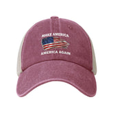 Make America America Again trucker hat in red front view