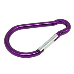 Mallofusa aluminum D-shaped carabiner buckle clip securing keys and camping gear.