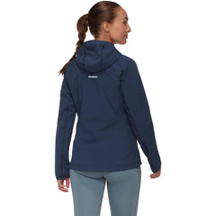 Mammut Madris Light Hooded Jacket back view shows hip-length coverage.