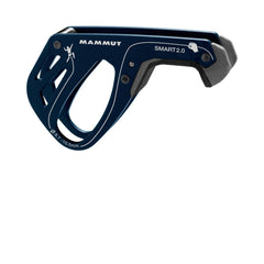 Mammut Smart 2.0 belay device in dark ultramarine highlighting reliable rope control for climbers