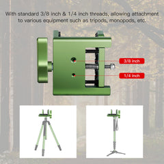 Manbily shooting saddle clamp rest head mounted on a tripod demonstrates versatile mounting