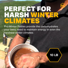 Bees on a winter setup with Pro-Winter Feed on top bars.