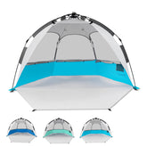 Mansader beach tent with extended floor for extra family space.