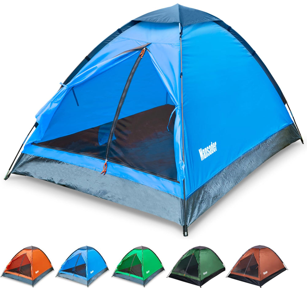 Mansader small 2-person tent exterior shows compact dome for easy camping setup