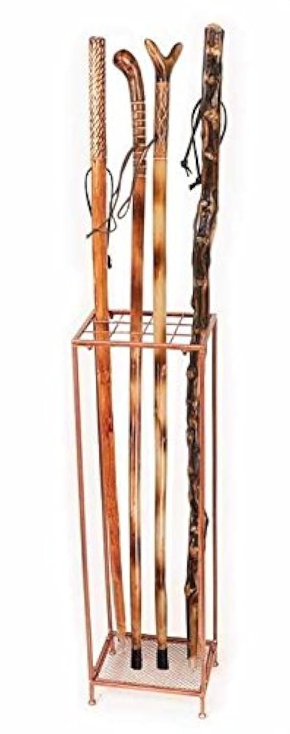 Manual Weavers walking sticks display stand holds up to 12 sticks for easy access.