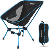 MARCHWAY blue folding chair front view, portable comfort for outdoors