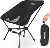MARCHWAY lightweight folding camping chair folded for compact travel storage.