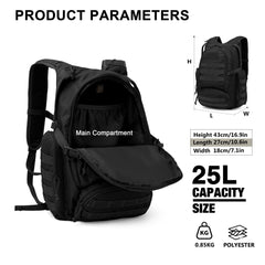 Mardingtop 25L tactical backpack side view shows side pockets for quick hydration.