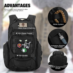 Mardingtop 28L tactical backpack patch area with included patches.