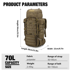 Mardingtop 70L military backpack side pocket highlights quick access storage