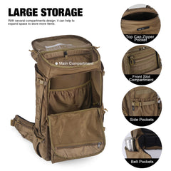 Mardingtop 75L with MOLLE system demonstrates modular organization for camping gear.