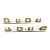 MARINE CITY bright gold 4-rod rack front view for secure storage on boats.