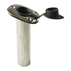 Marine City heavy-duty stainless steel flush mount rod holder at 15° angle, corrosion resistant.