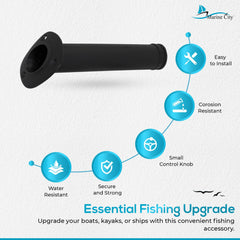 Marine City rod holder measures 9-1/2 inches long for versatile mounting.
