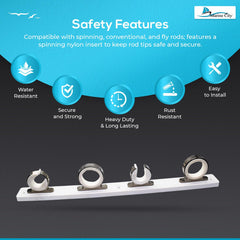 Marine City rod holder dimensions ensure a compact, space-saving marina setup.