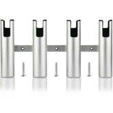 Marinebaby 4-tube aluminum rod holder in silver mounted on boat rail