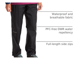 MARMOT PreCip Eco pants seam-taped construction for leak-proof coverage.