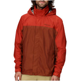 MARMOT PreCip Eco Rain Jacket outer in pecan-sumac offers all-weather protection.